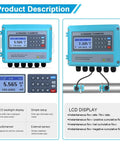 Ultrasonic Flow Meter Clamp On Digital Liquid Flow Meter Wall Mounted With Medium Transducer For Pipe DN50 To 700mm Water Seawater Oil Alcohol Sewage No Guesswork, showing LCD display and external sensors.