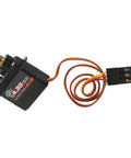 Top Shelf RC Digital Servo Kit With 4.3g Torque Reinforced Metal Gears And Quick Response Coreless Motor Upgrade For One Twenty Four Scale Builds, showing the servo and connector.