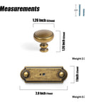 Killer Style Beaded Zinc Alloy Cabinet Knobs With Backplate Antique Brass 6 Pack showing measurements of knob and plate.