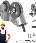 Drill Nibbler Sheet Metal Cutter Attachment for fast burr-free cuts; shows titanium gears and included accessories for DIY repairs.