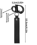 Beefy Quick Release Shackle Clip For SCBA Mask showing measurements, heavy-duty 316 stainless steel, black leather handle.