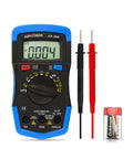Essential Digital Multimeter For DIYers And Pro Techs With TRMS 4000 Counts, probes, and battery visible in handheld device image