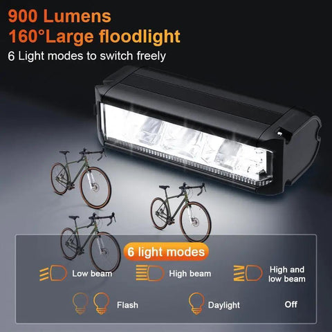 Ultra Bright Bike Light Set With Horn Alarm And Remote Tail Light With Turn Signals And Brake Light For Late Night Rides Front And Rear Rechargeable Headlights 900 Lumens Six Modes Anti Glare T Beam