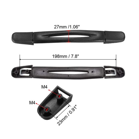 198mm Luggage Handle Strap Grip Replacement For Suitcase Case Black, showing dimensions and screw mount points