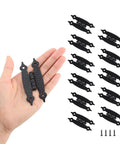 Tough As Nails H Type Cabinet Hinges Black Flush Mount Kit displaying 1 hinge in hand among 12 rustproof steel hinges.