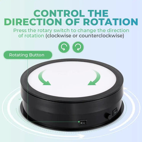 Control panel and rotating button of Flyrivergo 7.9Inch Rotating Display Stand With Led Light, 44 Lb Capacity Turntable.