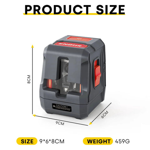 Self Leveling Laser Level With 360 Degree Horizontal And Vertical Line, Bright 2 Line Cross Laser For Wall Hanging And Outdoor Use, Waterproof, Magnetic Mount, Manual Mode Toggle, Includes Battery Carrying Bag. 9x6x8 cm size view