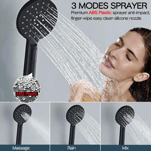 Dope Matte Black Wall Mount Bathtub Faucet With Hand Shower And Long Reach Spout 9.25 Inch Folding Spout Tub Filler