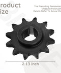 Close-up of Twelve Tooth Five Eighth Inch Bore C Type Jackshaft Sprocket for Forty, Forty One and Four Twenty Chain with size info.