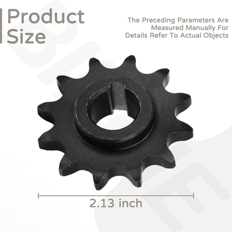 Close-up of Twelve Tooth Five Eighth Inch Bore C Type Jackshaft Sprocket for Forty, Forty One and Four Twenty Chain with size info.