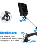 Built Tough 30W Folding Aluminum Arm Work Light featuring multiple rotatable joints for precise lighting in industrial workspaces.