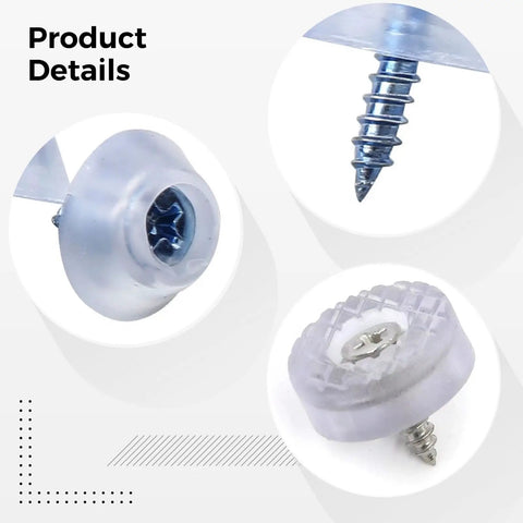 100 Pack Rubber Screw Covers With Clear PVC Head Caps And Metal Screws, Low Profile Floor Protectors product details