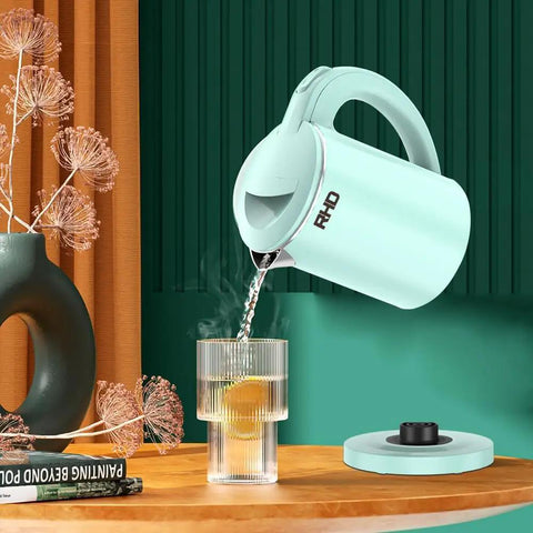 0.5L Portable Electric Kettle For On The Go Quick Boil, Stainless Steel Travel Kettle With Boil Dry Protection And Auto Shut Off, Green