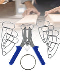 Grab This Awesome Fonowx Miter Spring Pliers Kit For All Your Woodworking Needs And Picture Frame Projects With Eight Non-Slip Stainless Steel Clamps That Save Your Back And Make Tough Joints A Breeze. Blue-handled stainless steel miter pliers with 8 clamps for picture frame corner glue-up