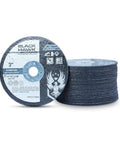 Premium 3 Inch Cut Off Wheels 1/16 Thick With 3/8 Arbor 25 Pack Tough As Nails Zirconia Discs stacked for die grinder use.