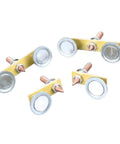 Jiawu Heavy Duty Magnetic Welding Support Set Includes 4 Pcs Durable Copper Tail Ground Clamps For Mechanical Repair And Sheet Metal Work, showing four iron magnets with copper ends.