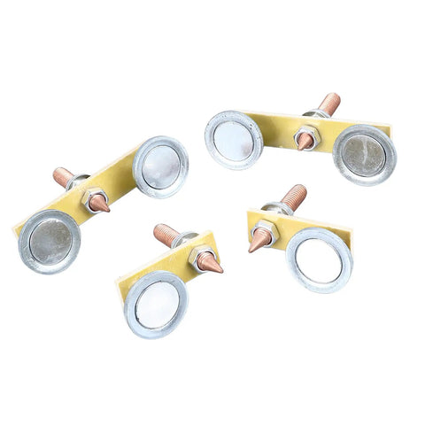 Jiawu Heavy Duty Magnetic Welding Support Set Includes 4 Pcs Durable Copper Tail Ground Clamps For Mechanical Repair And Sheet Metal Work, showing four iron magnets with copper ends.
