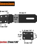 Dimensions diagram of 5 Inch Door Hasp Latch Lock In 304 Stainless Steel Matte Black With 1.9 Mm Thickness for robust security use.