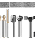 Six Piece CNC Router Bits Set With One Quarter Inch Shank For V Groove And Round Nose Engraving Mortising Slotting Trimming