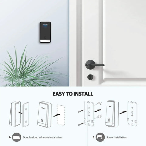 Installation guide for Self-Powered Wireless Doorbell With Extra Socket No Battery Fuss, IP66 Waterproof, 1300ft Range.