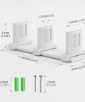 Runs Like Butter Adjustable Aluminum Sliding Closet Door Floor Guide For Double Bypass Tracks Zero Wobble Heavy Duty Rust Resistant Construction Crisp White Finish showing dimensions and included fasteners.