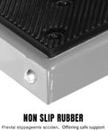 Close-up of non-slip rubber mat on Heavy Duty Dirt Bike Stand with 1000 lb capacity universal detachable motorcycle lift for maintenance.