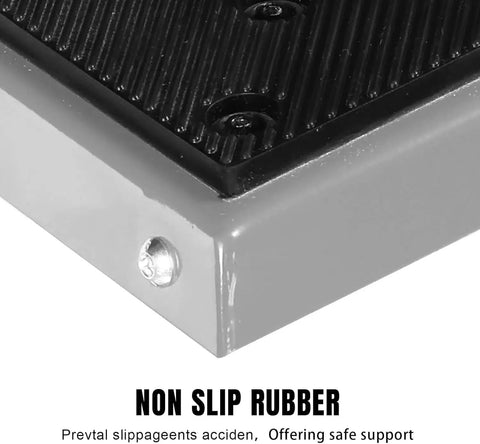 Close-up of non-slip rubber mat on Heavy Duty Dirt Bike Stand with 1000 lb capacity universal detachable motorcycle lift for maintenance.