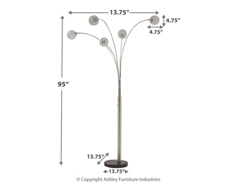 Traditional Crystal Accent Floor Lamp In Chrome Finish, 56.25 Inches Tall, Drum Shade, 3 Way Switch, Modern Glam Lighting