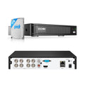 5MP 3K Lite 8 Channel CCTV DVR Recorder with AI Human and Vehicle Detection showing front and back connections, 1TB HDD