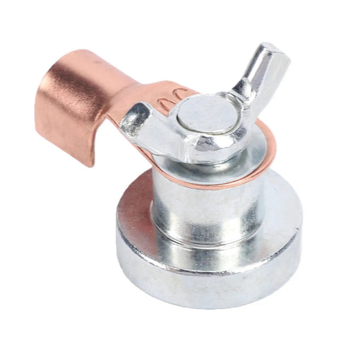 Ultimate Magnetic Welding Ground Clamp For Quick Setup On Any Metal Surface With Strong Stable Hold And Secure Grounding For Mig Stick Welding Plus Portable Design Perfect For Your Workshop Or Garage Small Size - close-up view of the clamp.