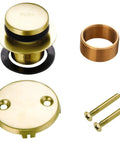 Gold Brushed Brass Tub Drain Conversion Kit With Two Hole Overflow Faceplate, Universal Fit For 1-3/8 Inch Drains components