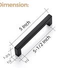 3 Pack 5 Inch Square Cabinet Handles Matte Black Drawer Pulls For Kitchen Cabinets Cupboards And Hardware Modern Square Design For Easy Grip Ideal Replacement For Existing Knobs And Hardware