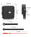 Quartz DIY Wall Clock Movement Mechanism Battery Operated Repair Kit With 13mm Shaft And 100mm Long Hands dimensions