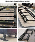 Heavy Duty Adjustable Height Server Rack Base Stand Built Rock Solid On Cold Rolled Steel For No Sweat Raised Floor Riser Setup And Boss Grade Eight Hundred Kilogram Static Load Support images of adjustable height stands in various installation stages.