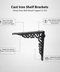 Beefy Heavy Duty Cast Iron Shelf Brackets Wall Mount Support For Wood Shelves Built To Hold Books Tools Vinyl Records And More