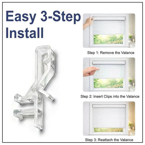 20 Piece Hidden Channel Valance Clips For One Seven Eighth Inch Blinds Super Slick Snap On Hardware to Conceal Window Rods.