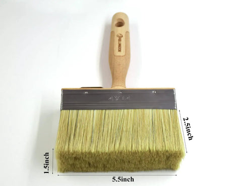5.5 Inch Limewash Deck Brush With Wood Handle Large Paint Applicator for Walls Wood Fences and Floors, close-up view