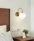 Gold Wall Sconce Mid Century Modern Wall Mount Light Hardwired Sconces Wall Light with Milky White Glass Shade indoor bedside wall lamp