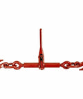 One Quarter To Five Sixteenth Inch Ratchet Binder With Grab Hooks For Grade 70 Chains, Rated 7,800 Lbs, Working Load 2,600 Lbs, Red Design