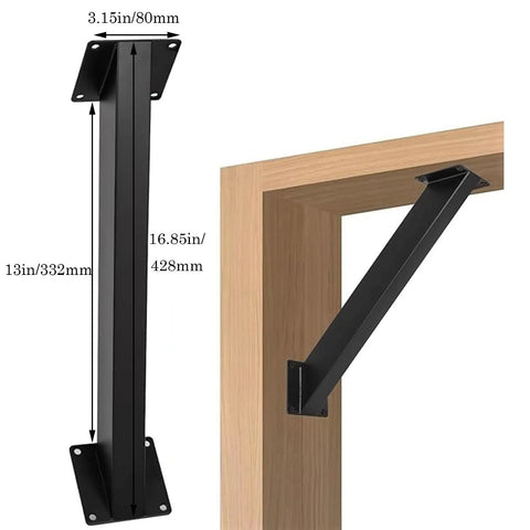 Heavy Duty 45 Degree Angle Support Brackets Kit For Wood Posts, 12 Piece Heavy Hitter Corner Brace Set built tough for decks and shelves, showing dimensions.