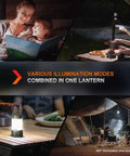 Various illumination modes of CL26R Pro Camping Lantern Olive Drab 650 Lumens USB C Rechargeable in outdoor settings