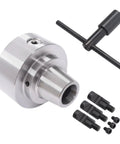 Premium High Accuracy 5 Adjustable Collet Chuck With D4 Mount For Engine Lathe, stainless steel design with adjustment tools included.
