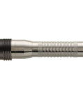 HL 120 Beefy Piggyback LED Flashlight With Spare Battery, machined aluminum, side view, LED lens and anodized finish.