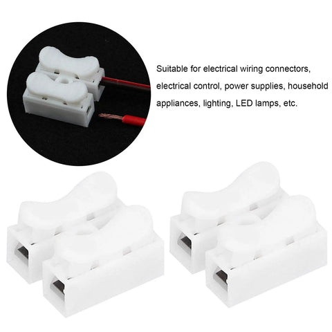 Two Port Press Terminal Connector Set for LED Strip Lighting, CH2 Quick Connector Spring Wire Terminal 100 Piece Barrier Block Kit