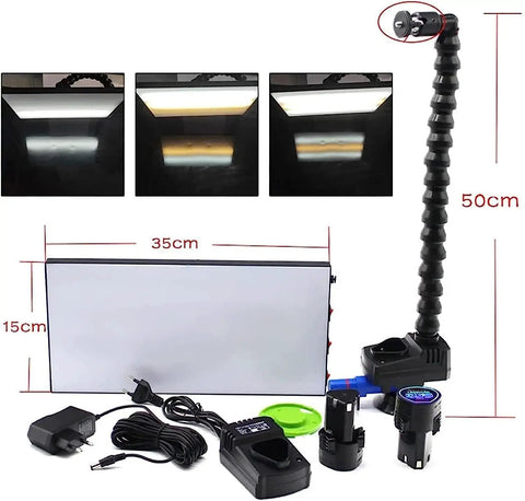 Paintless Dent Repair Kit For Cars And Motorcycles With LED Detection Light Panel and accessories