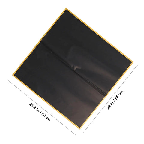 Waterproof Matte Flower Bouquet Wrapping Paper Set 60 Sheets showing black sheet with measurements