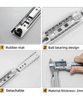 Close-up of Heavy Duty Locking Drawer Slides Pair With Full Extension Ball Bearing Side Mount Rails, 53mm Wide, Supports Up To 120kg.