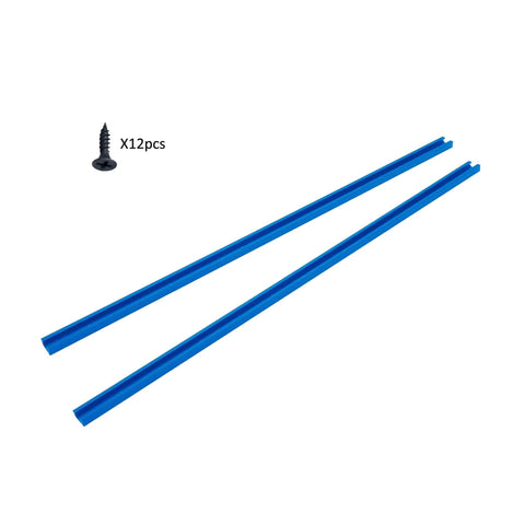 Aluminum 24 Inch T Track With Wood Screws Double Cut Profile Universal With Predrilled Mounting Holes Frosted Surface Anodized Blue 2 Pack