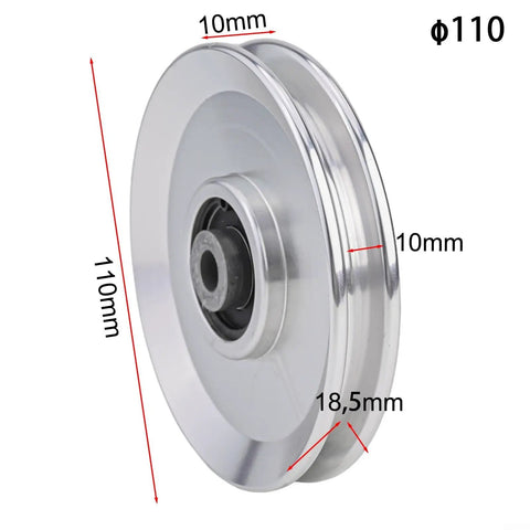 110mm CNC Machined Aluminum Cable Pulley Wheel With 6202RS Bearings For Home Gym Quiet Smooth Operation Built To Last AL6061 Aircraft Grade Aluminum Fitness Roller Silver 1 Pack, 110mm silver wheel
