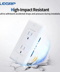 Decorator Wall Receptacle Outlet Tamper Resistant 15 Amp 125V Self Grounding With Wall Plate Included UL Listed Glossy White 20 Pack displayed tilted on cracked surface